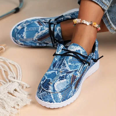 Damen Denim Print Canvas Schuhe