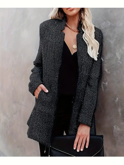 Eleganter Mid-Länge Damen-Blazer mit Taschen und Taillennähten