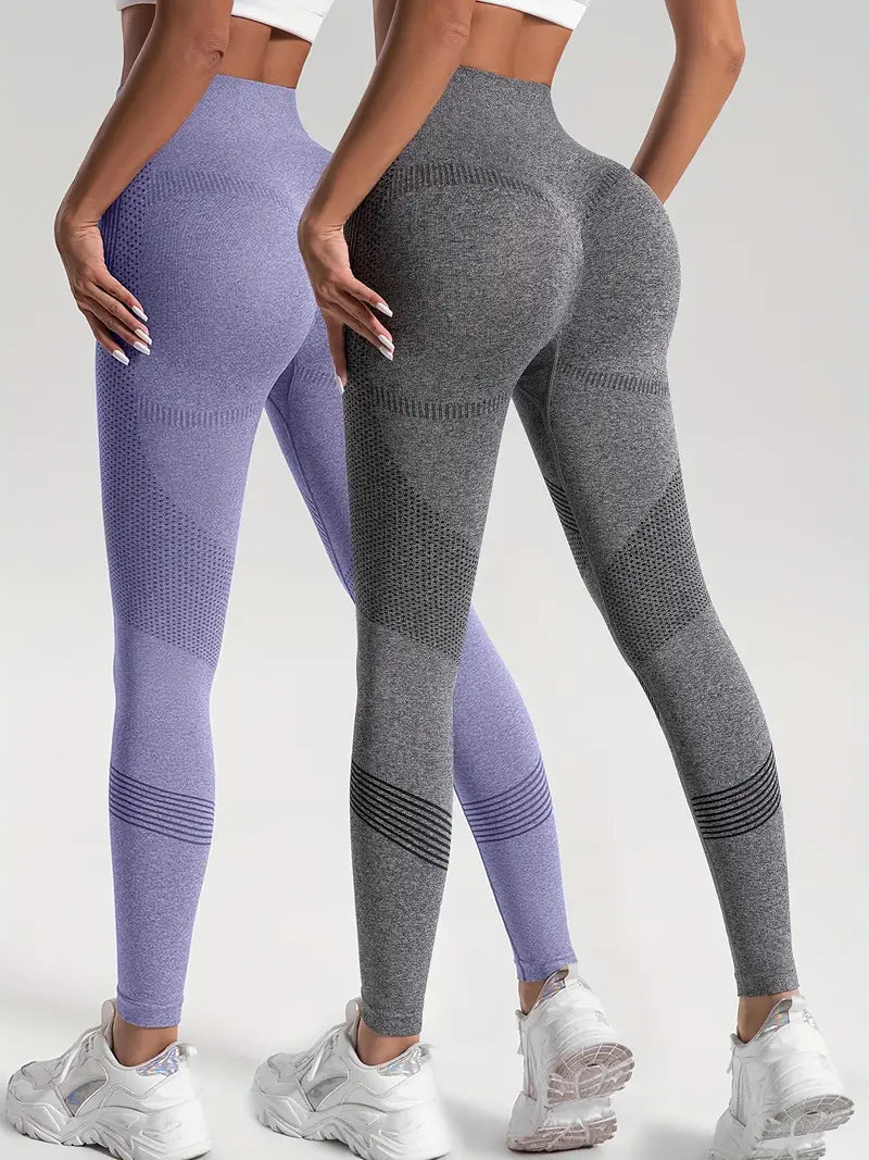 Dahlia - 2pcs feste Farbe High-Stretch Fitness Yoga Sport Leggings