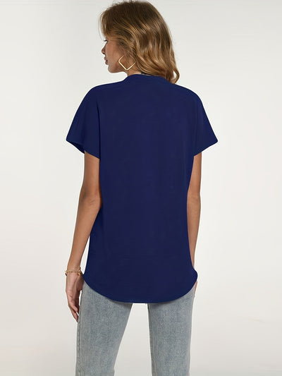 Damen Kurzarm Bluse mit V-Ausschnitt – Lässige Sommerbluse