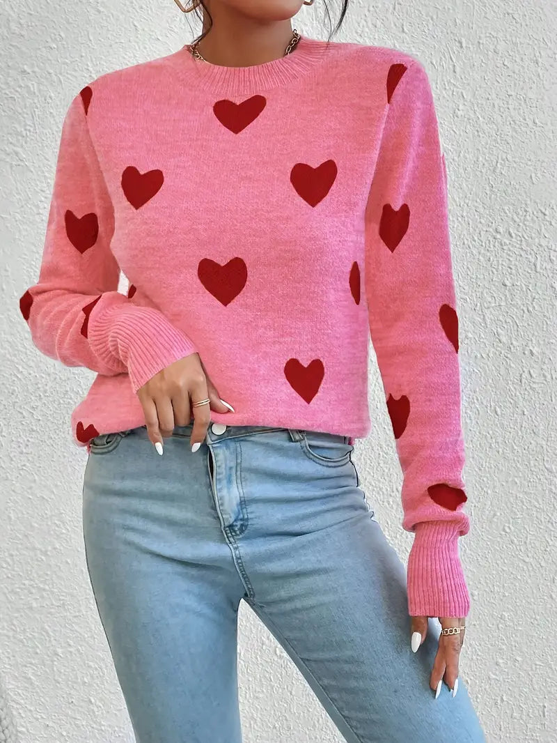 Sweetheart Holiday Strickpullover Festliches rosa Herzdesign