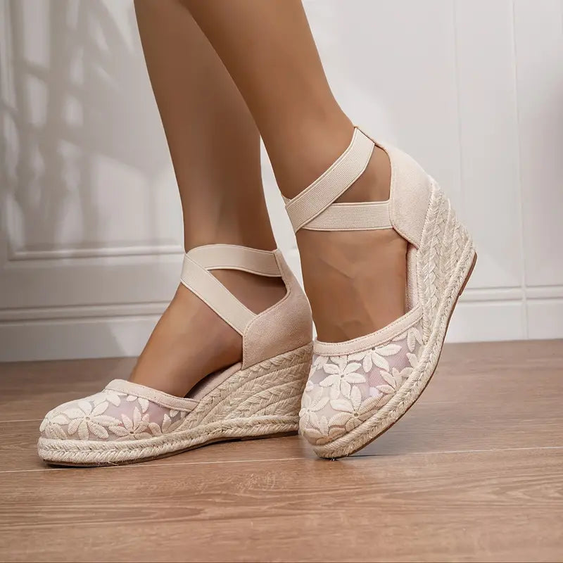 Espadrille Plateauschuhe aus Mesh