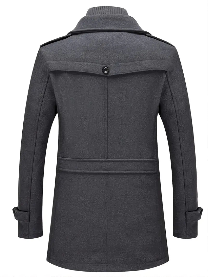 Martin - Herren Business Wollmantel Mode Doppelkragen Mittellange Wolljacke für Herbst/Winter