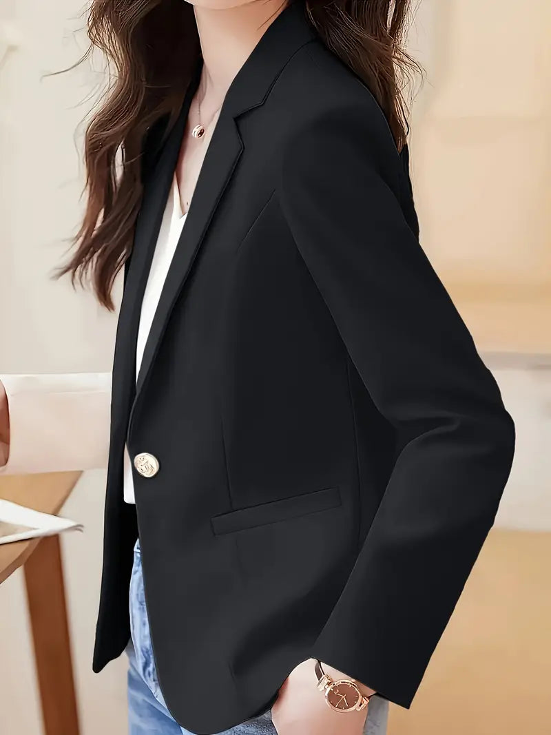 Eleganter Damen Blazer, Klassischer Ein-Knopf Langarm