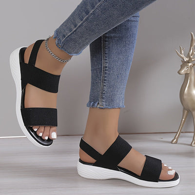 Damen Sommer Sandalen – Flach, elastischem offene runde Zehenpartie