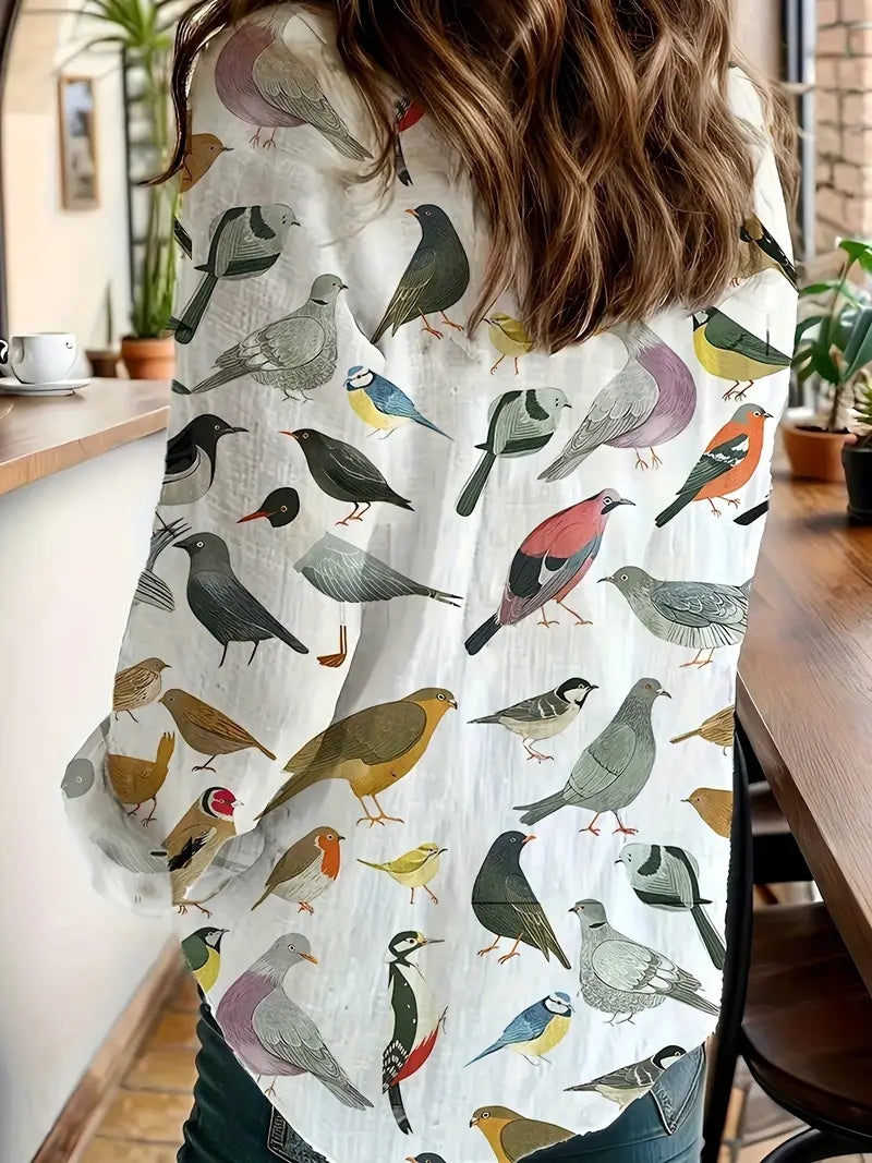 Modisches Langarmshirt mit Print Reverskragen für Damen