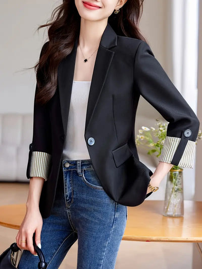 Eleganter Roll-Up Sleeve Blazer für Damen Solide Farben