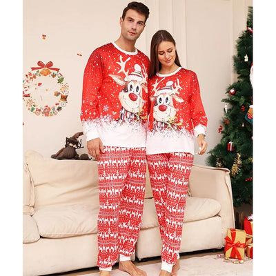 CheerSquad - Weihnachten Familie Matching Pyjama-Sets mit Rentier Full Front Print