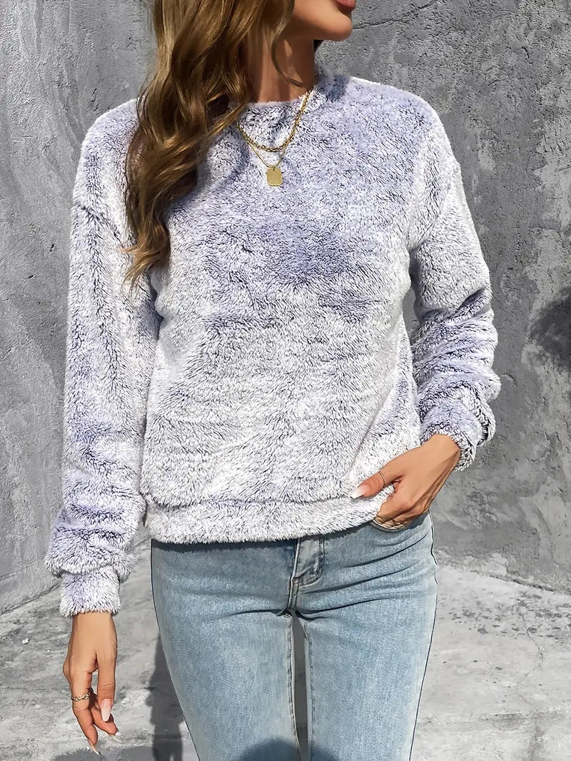 Kuscheliger Fleece-Sweatshirt für Damen – Langarm, Rundhals, Einfache Pflege