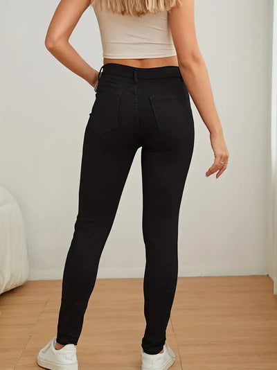 Schwarze Skinny Jeans in Volltonfarbe