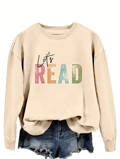 Trendy Pullover mit Buchstabendruck, lässig, lange Ärmel