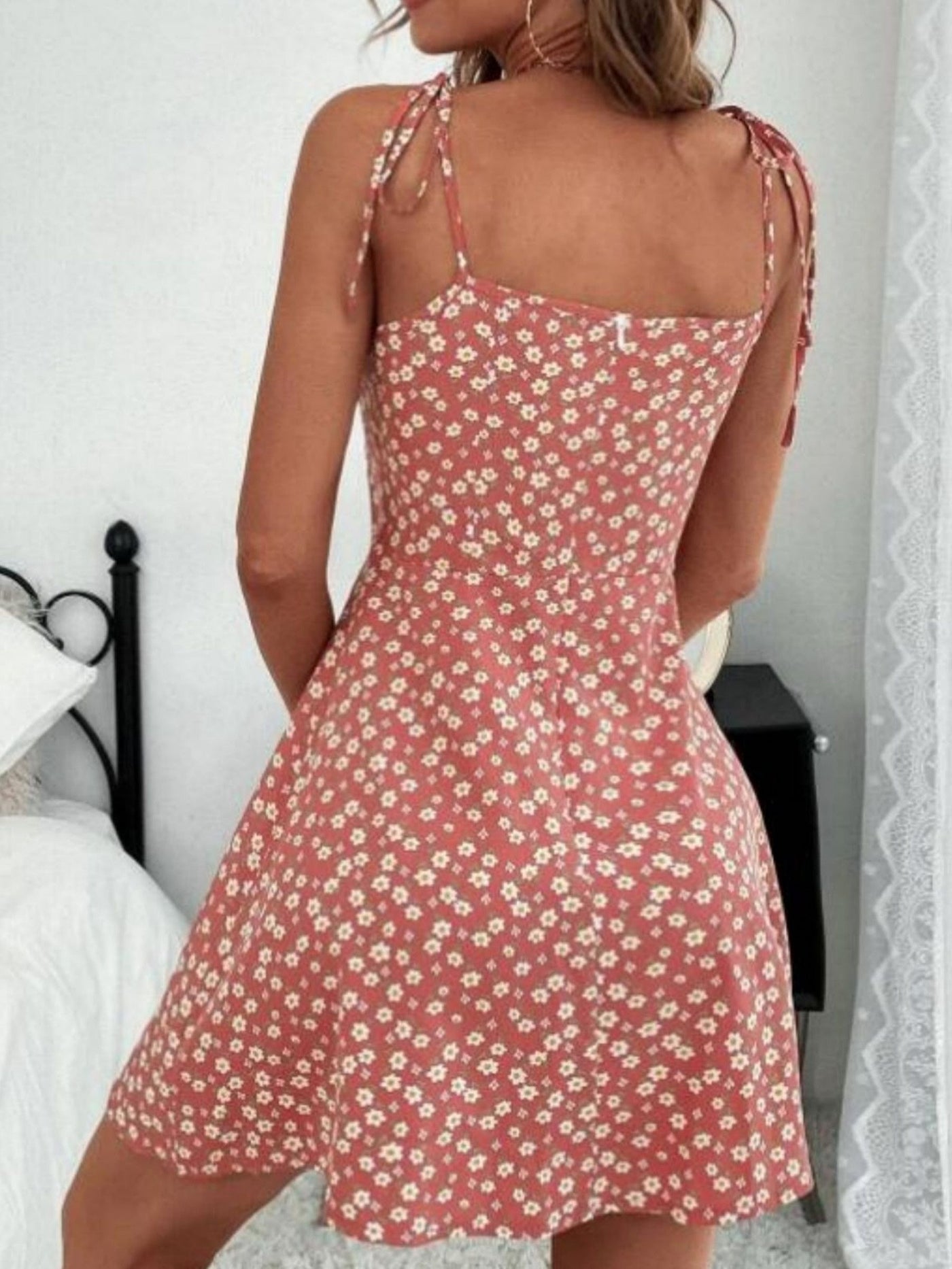 Blumiges Cami-Kleid für Damen – Ärmeloses Ruched Sommerkleid