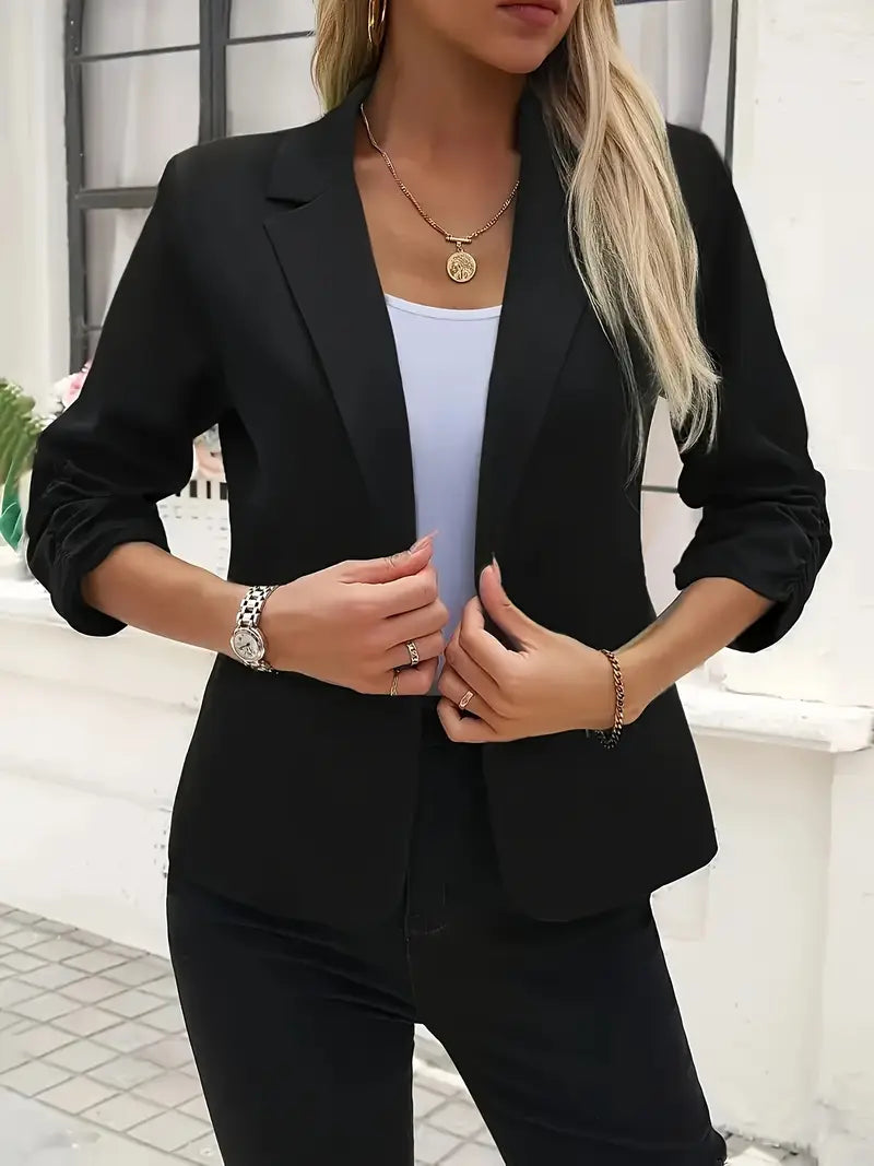 Elegant Schwarzer Langarm-Blazer für Damen mit Button-Down