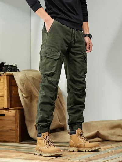 Herren Solid Cargo-Hose mit Mehreren Taschen – Lässige Outdoor-Hose