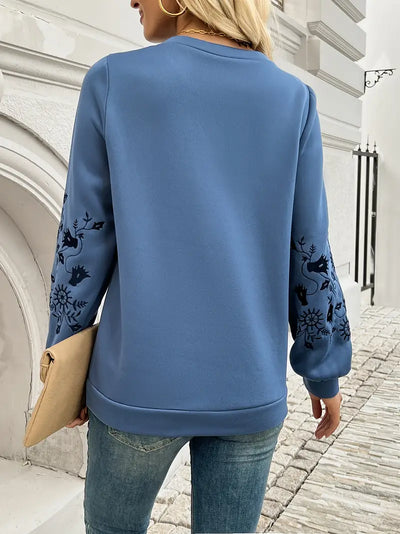 Blumenmuster Pullover Sweatshirt für Damen