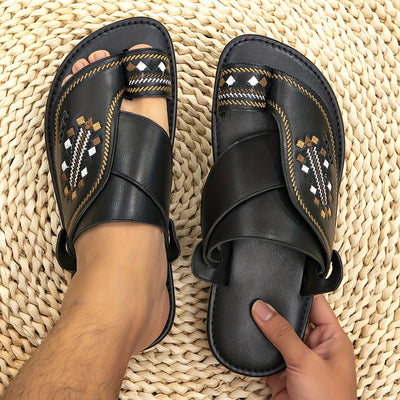 Herren Slip-On Sandalen – Bequeme, rutschfeste Flip-Flops mit geometrischem Muster