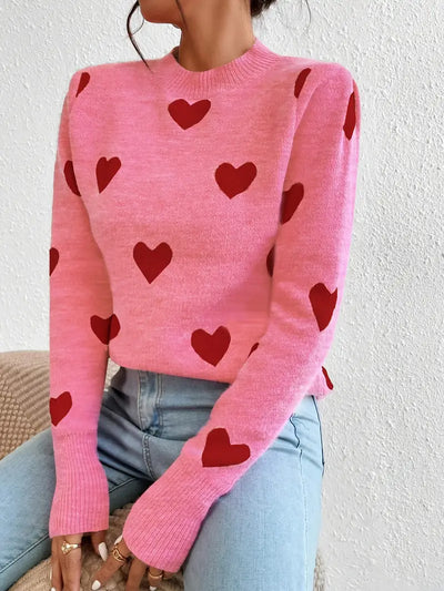 Sweetheart Holiday Strickpullover Festliches rosa Herzdesign