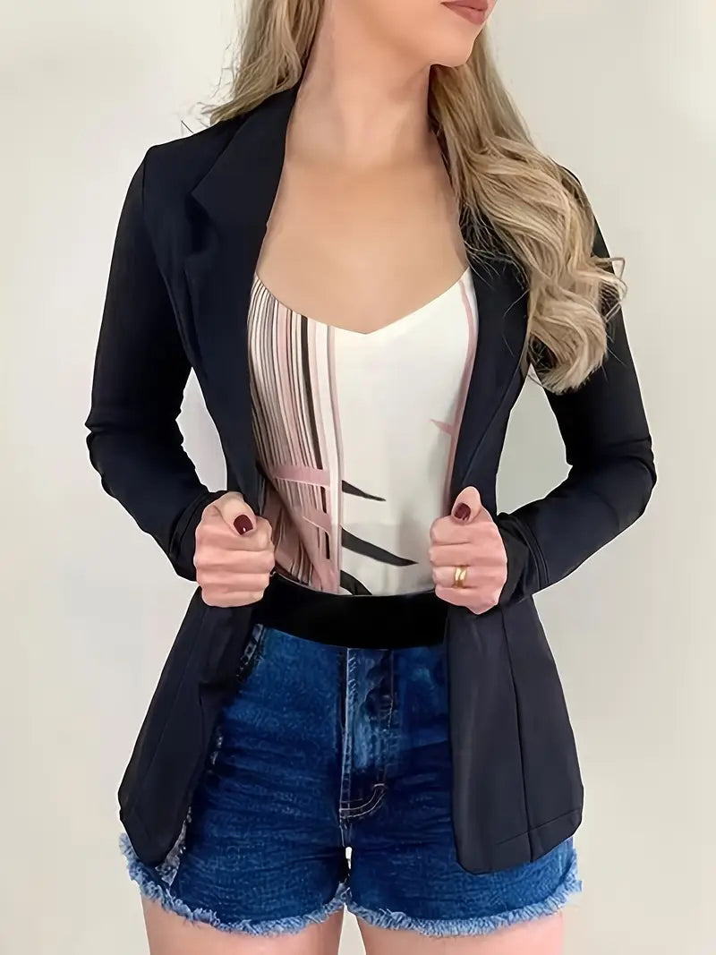 Casual Lapel Blazer Jacket für Damen – Langarm, Lockerer Schnitt