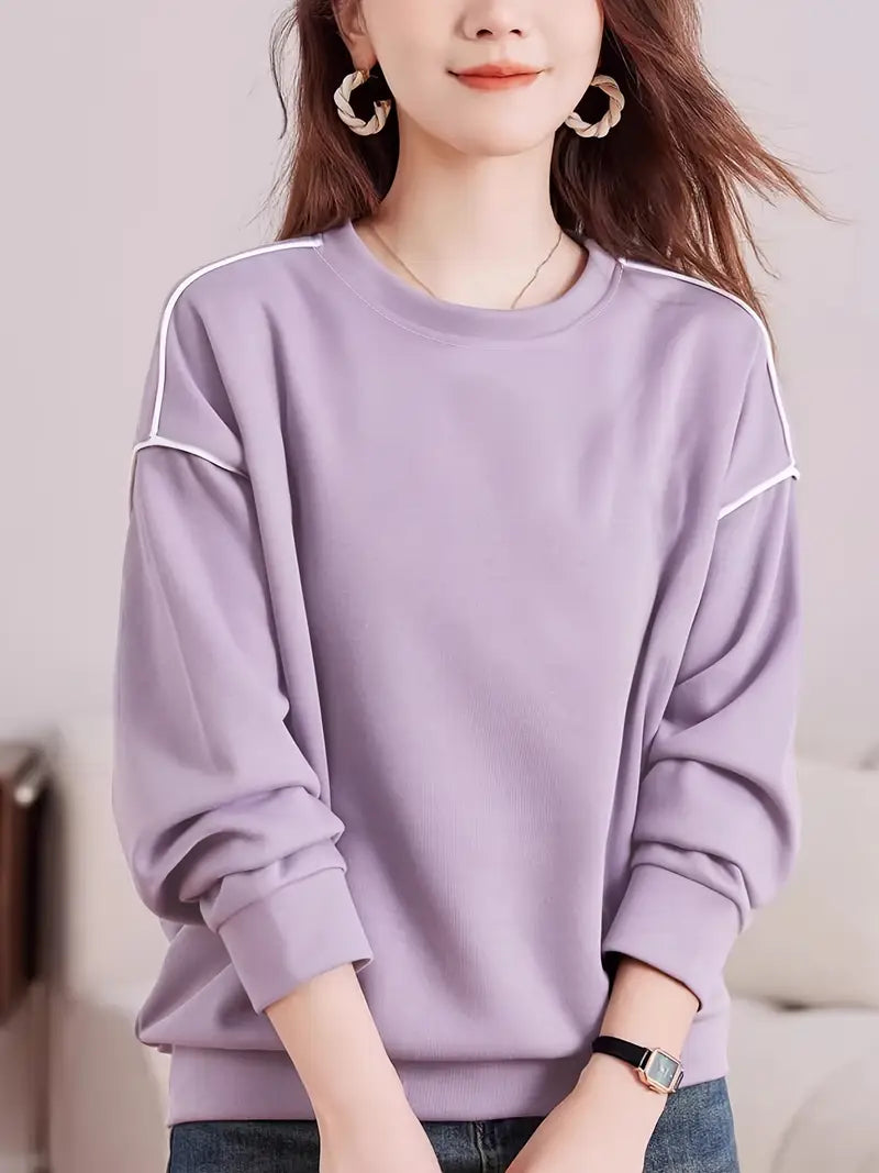 Lässiges helllila Rundhals-Sweatshirt für Frauen