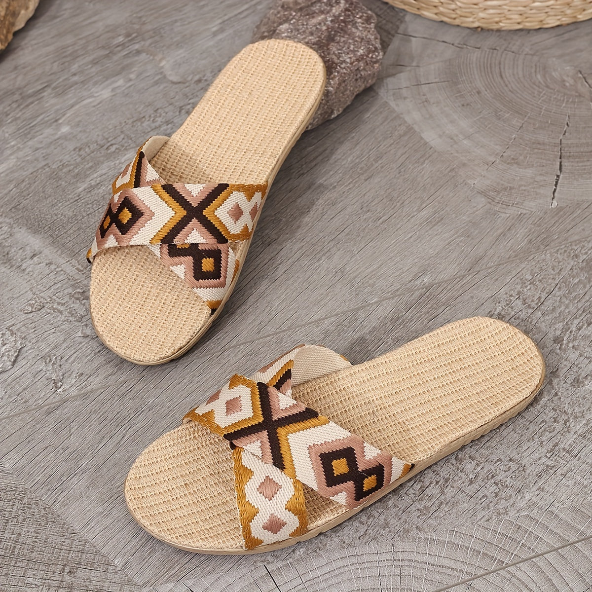 Damen Sommer-Leinenhausschuhe – Rutschfeste, Leichte & Atmungsaktive Slippers