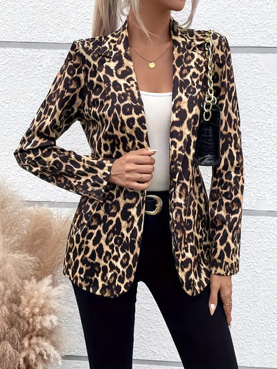 Einreihiger Blazer im Leoparden-Look