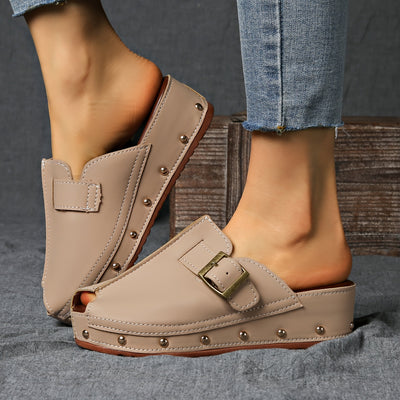 Bequeme Sommer Plateau-Schuhe mit Schnallenriemen Offenem Zeh