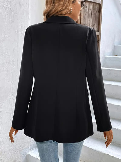 Eleganter Einreiher Blazer für Damen, Langarm, Büro & Arbeit, Schwarz