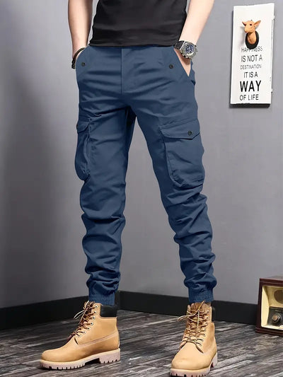 Herren Trendige Solid Footed Cropped Cargo-Hose mit Seitentasche