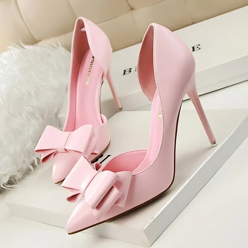 Spitzes Zehendesign Raffinierte Stiletto-Pumps mit Schleifen-Knoten