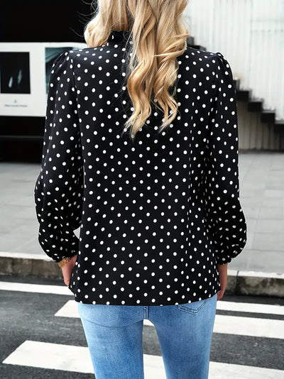 Elegante Bluse mit Rüschenbesatz und Polka-Dot-Print