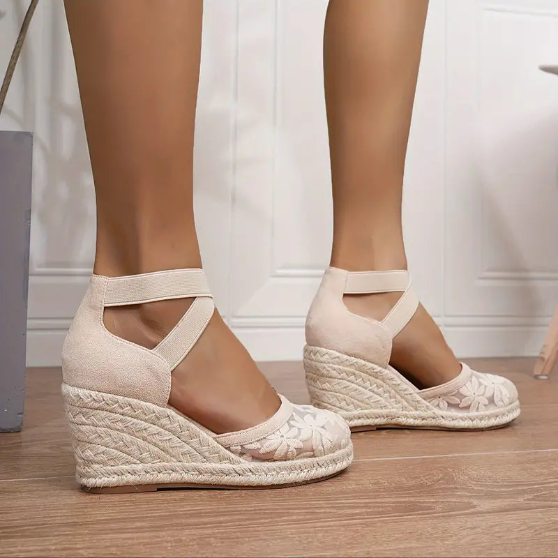 Espadrille Plateauschuhe aus Mesh