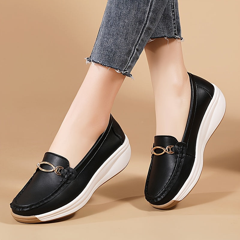 Damen Sommer-Loafer – Bequeme Slip-On Schuhe mit Dicker Sohle