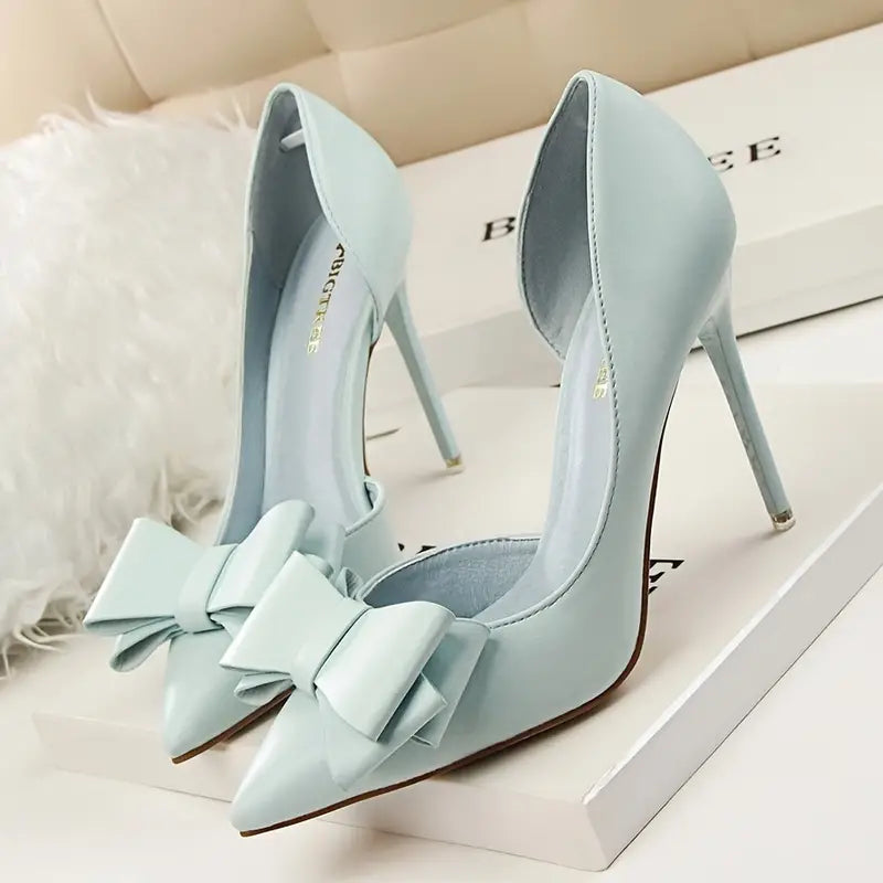 Spitzes Zehendesign Raffinierte Stiletto-Pumps mit Schleifen-Knoten