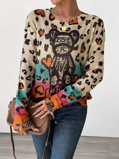 Wild Encounters Bär & Leopardenpullover-Sweatshirt