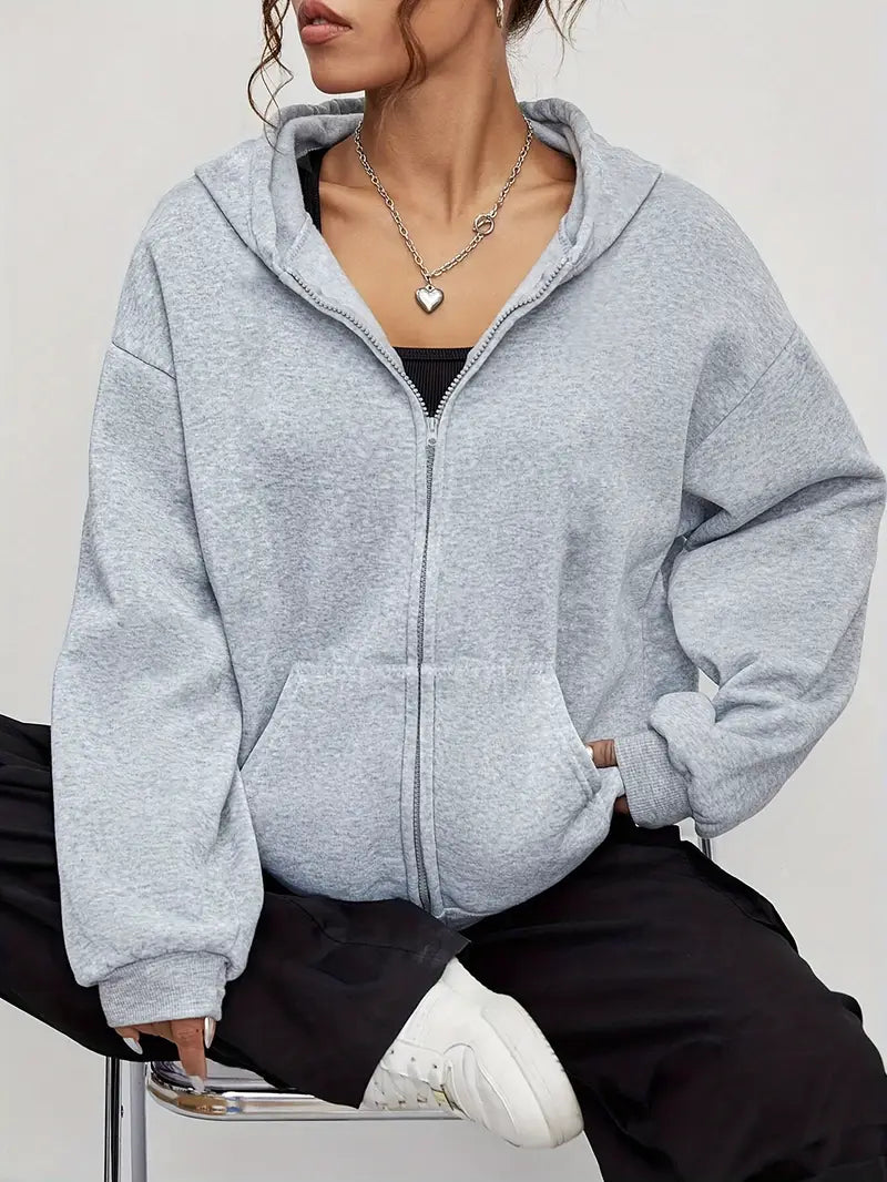 Leichter Fleece Zip-Up Hoodie für Damen