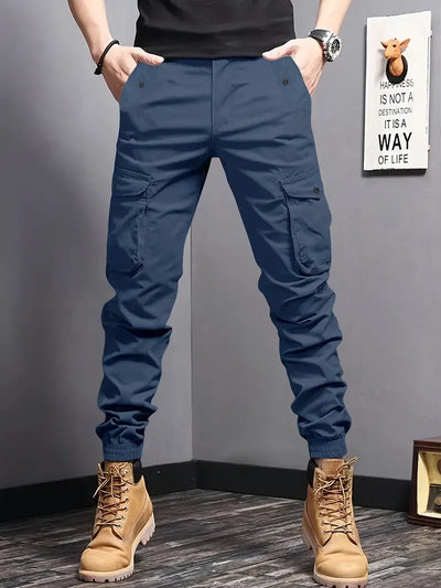 Herren Trendige Solid Footed Cropped Cargo-Hose mit Seitentasche