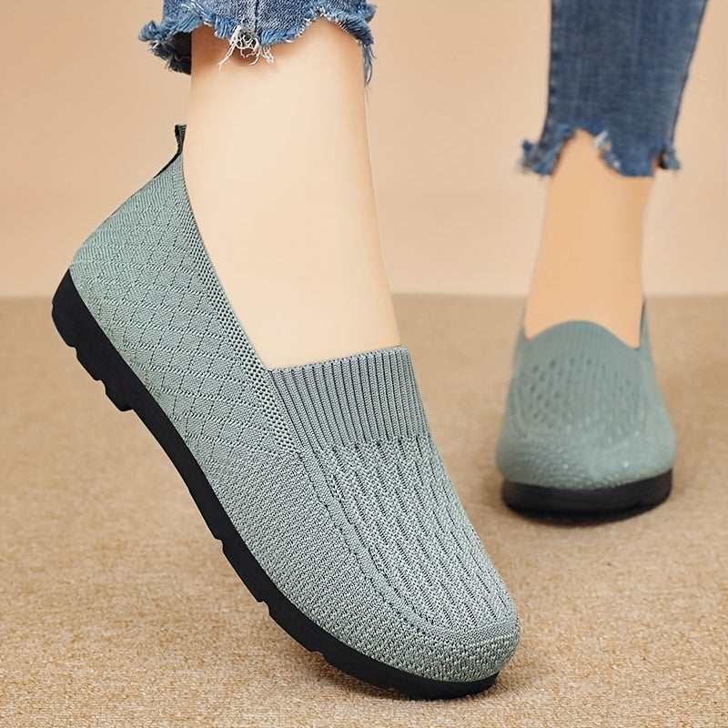 Leichte Slip-On Loafer für Damen – Atmungsaktives Strick-Obermaterial