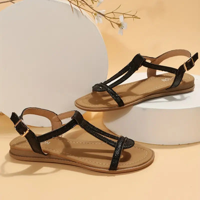 Vielseitiger Stil Schicke Schnallenriemen Flache Sandalen