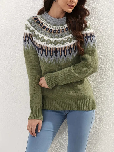 Vintage Vibes Fair Isle Pullover mit Rundhalsausschnitt