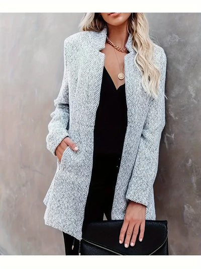 Eleganter Mid-Länge Damen-Blazer mit Taschen und Taillennähten