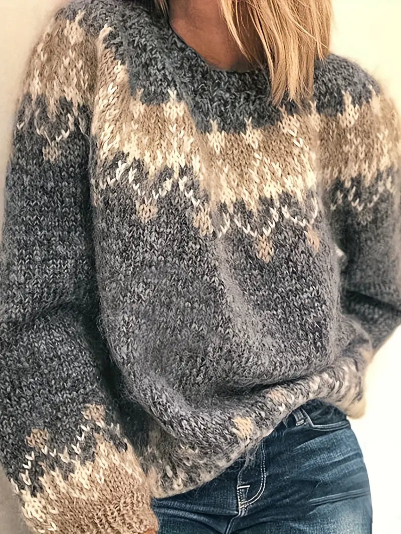 Giza - Gemütlicher, schicker Mohair-Pullover mit Farbblockdesign