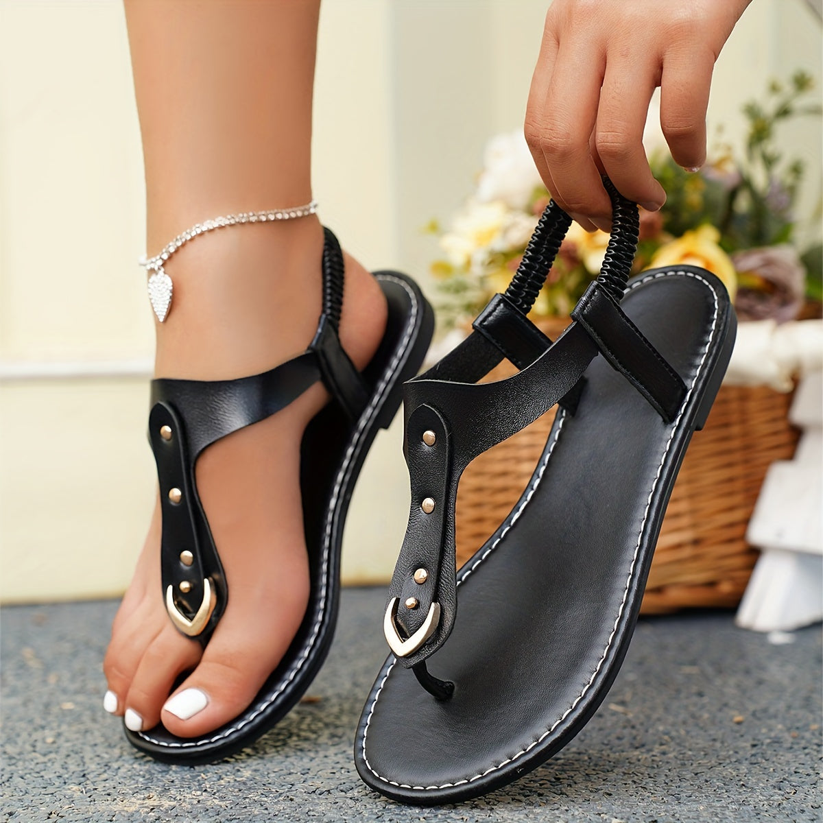 Slipper mit Clip-Zehe ür Damen, Einfarbige SommerSandalen