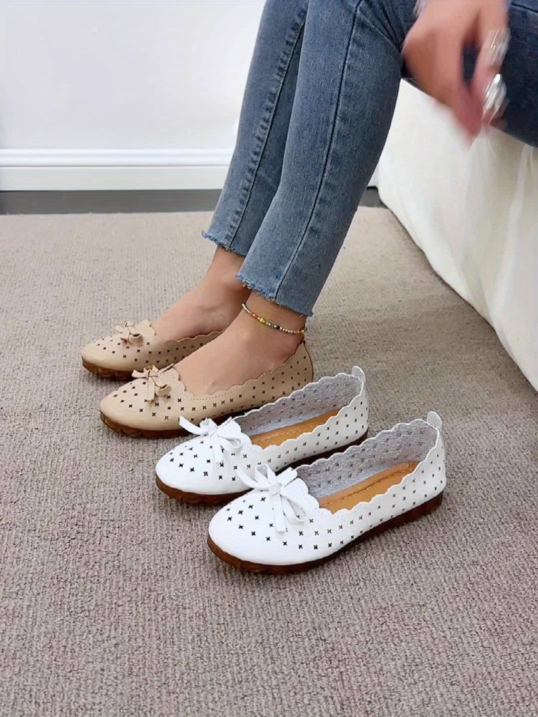 Rutschfeste Loafer mit Schleife – Atmungsaktive Sommer Flats