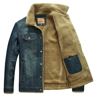 Mateo - Warme Windbreaker-Denim-Jacke mit Fleece-Innenseite