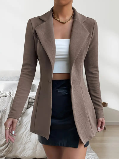 Damen Revers Blazer - Elegante Langarm Polyester Jacke