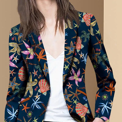 Blazer mit Blumendruck und offener Front