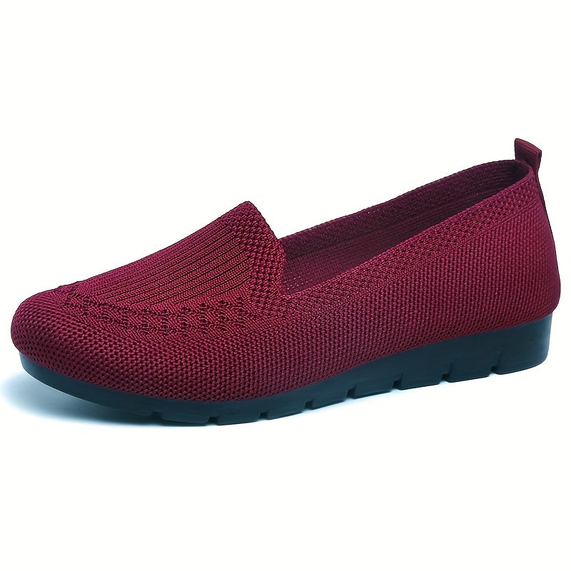 Damen Strick-Loafer – Leichte rutschfeste Slipper, Bequeme Casual Schuhe