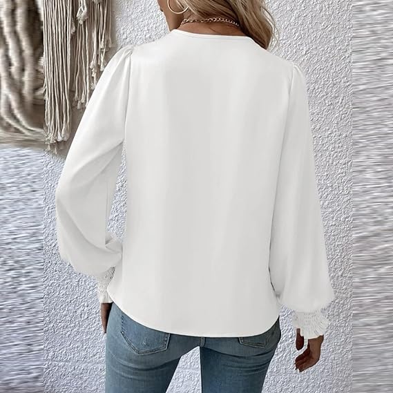 Clara - Bluse mit V-Ausschnitt und langem Puffärmel