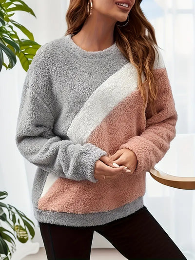 Kuschelstreifen Wuscheliger Pullover Color Block