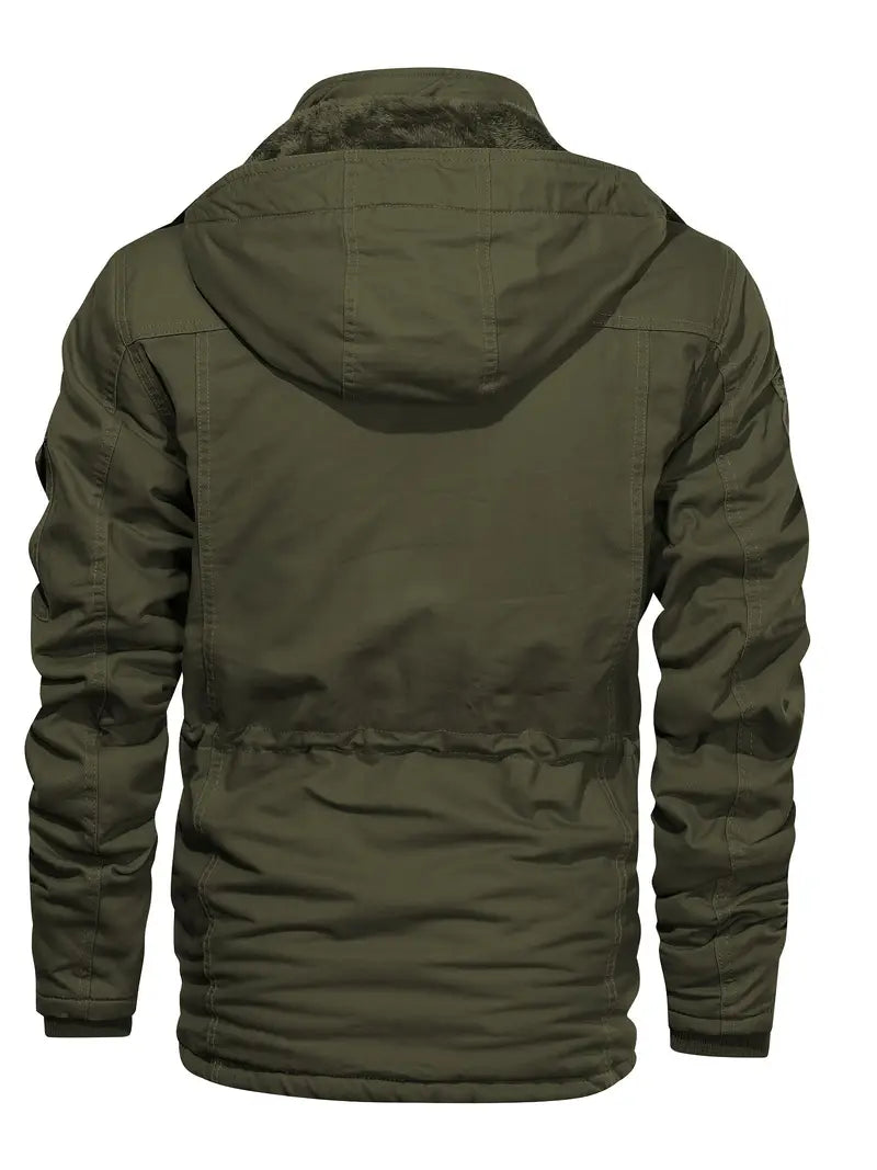 Herren Fleece Cargo Jacke – Warme Outdoor-Jacke mit Kapuze